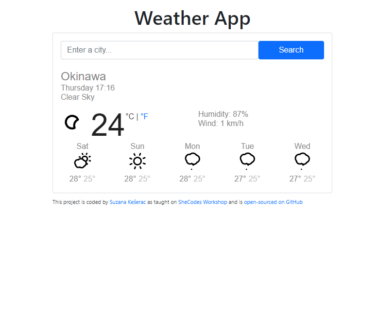 React Weather Project Preview